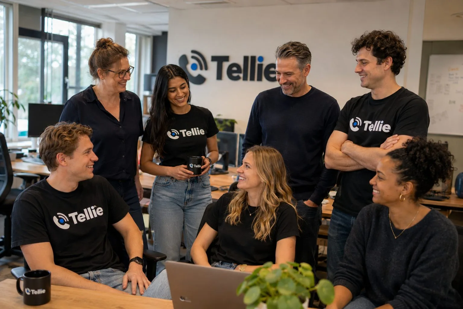Het Tellie-team in overleg op kantoor in Amsterdam